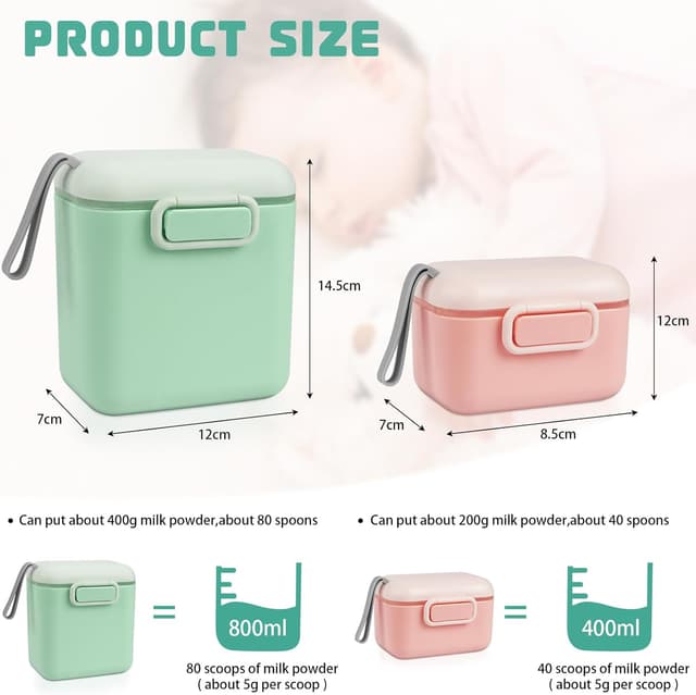 Detalle 2 de Dispenser latte in polvere Aolso, 800 ml + 400 ml con cucchiaio e chiusura ermetica