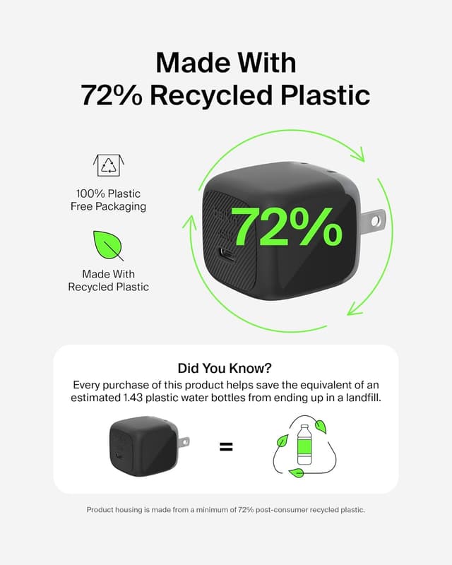 Thumbnail 6 de Belkin 45W USB-C Charger Block (2-Pack) with USB-C Cable Included — USB PD 3.1 PPS Fast Charging, Black