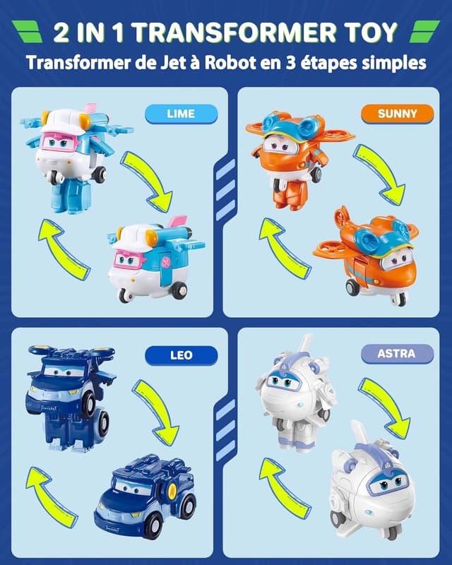 Thumbnail 2 de Super Wings World Airport Crew Verwandlungsroboter-Set