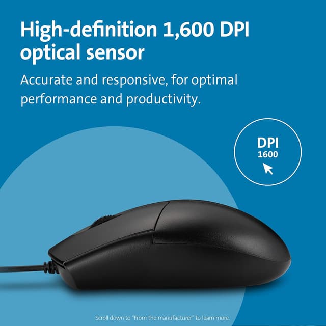 Detalle de Kensington Pro Fit Mouse IP67 1.600 DPI USB