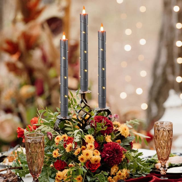 Detalle 2 de Da by Velas Cónicas LED 3D sin Llama, Control Remoto, Gris 🕯