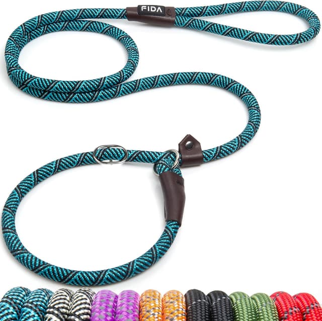 Detalle de Fida Slip Lead for Dogs 1.8m One-Size Rope Leash with Reflective Stitching (Blue)