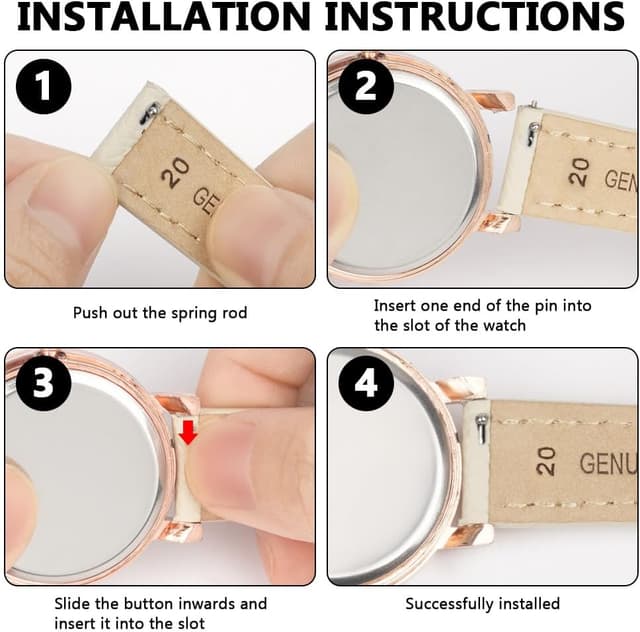 Detalle de Bracelet de montre Aucuu en cuir véritable avec boucle inox, remplacement rapide 16/18/20 mm