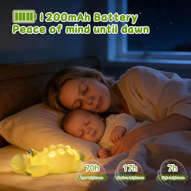 Detalle de Gemmac Krokodil Nachtlicht mit White Noise, 3 Stufen warmes Licht & 30-Minuten-Timer