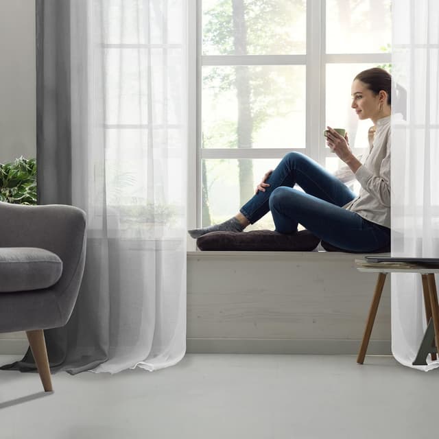 Thumbnail 7 de Deconovo Cortinas Blancas Translucidas para Dormitorio 🪟 2 Piezas 140x175cm