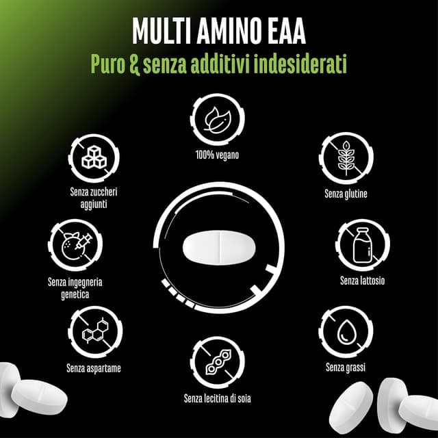 Detalle 2 de GEN GERMAN ELITE NUTRITION Multi Amino-EAA Pattern Code da 1.000 mg (500 compresse, vegan)
