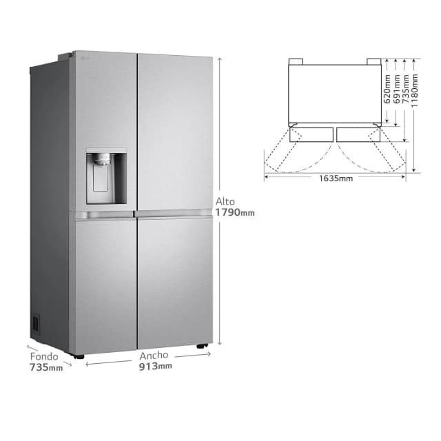 Detalle de LG GSLE91MBAB frigorífico americano 900