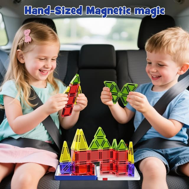 Detalle de Travel Magnetic Tiles 26-piece Mini Magnetic Tile Blocks (iron box) for 3+ year olds