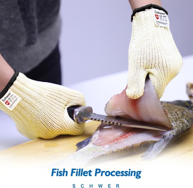 Detalle de Schwer SlicePro Level 9 Cut Resistant Gloves PR1501 (Food Grade) – Mandoline & Meat Cutting Gloves, 1 Pair, M
