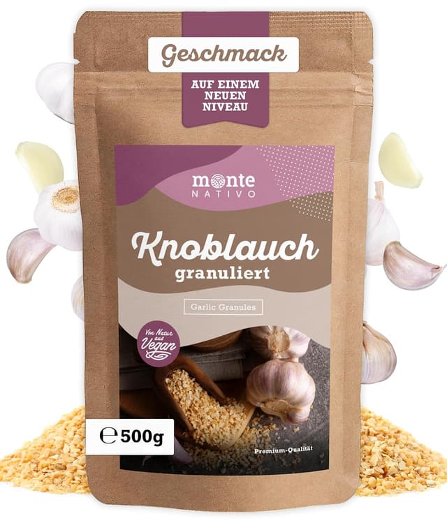 Detalle de Knoblauch Granulat Monte Nativo (500 g) – aromatisches Knoblauchpulver zum Kochen & Würzen