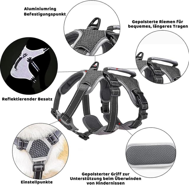 Detalle de BELPRO Mehrzweck-Hundegeschirr Schwarz M