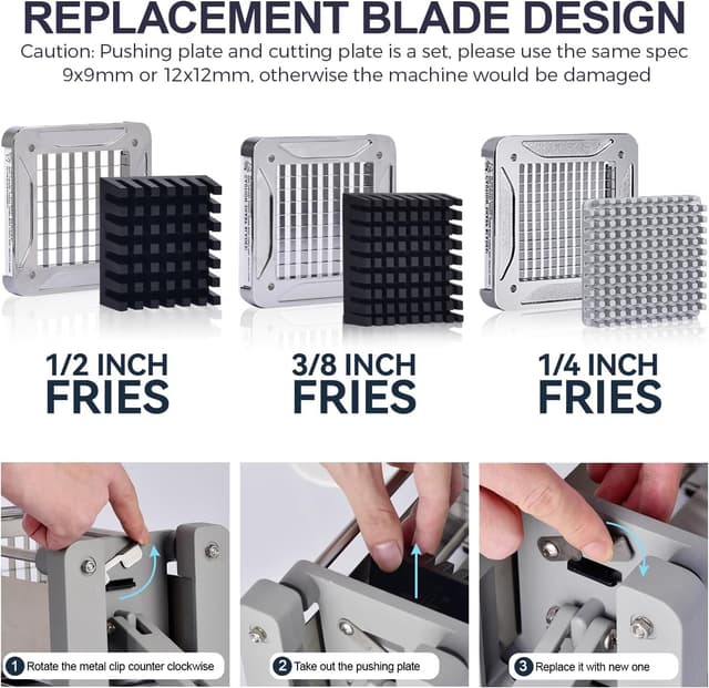Detalle de Sopito Pommesschneider elektrisch mit Edelstahlklingen (6 mm, 9 mm, 12 mm)
