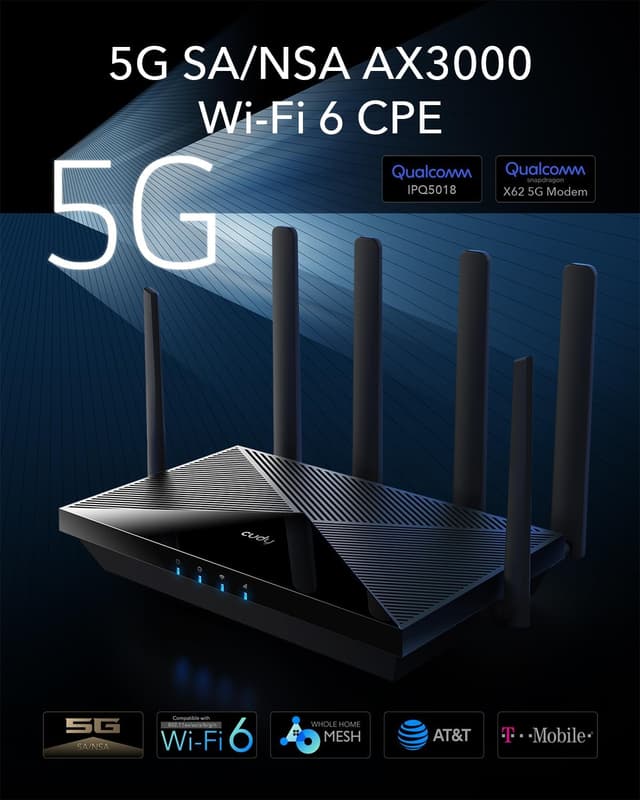 Detalle 2 de Cudy P5 5G AX3000 WiFi 6 CPE Router con doppia SIM, VPN e supporto 5G/4G