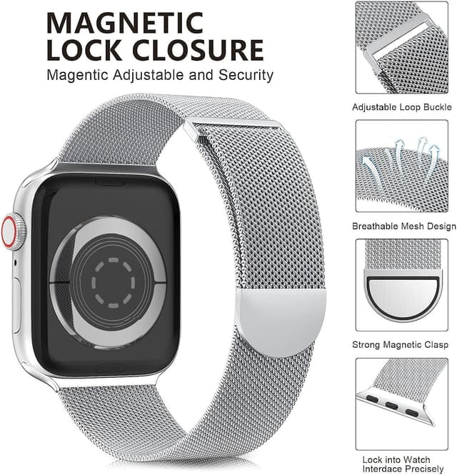 Detalle 2 de ORRLBB Magnetic Clasp Stainless Steel Strap for Apple Watch (Series 11–1 & Ultra/SE, 49–38mm)