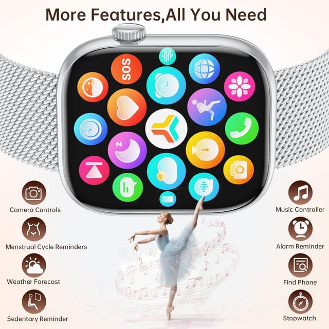 Detalle 2 de idomars Lady Smartwatch for iOS & Android (IP67) with SpO₂, heart rate, sleep and call features