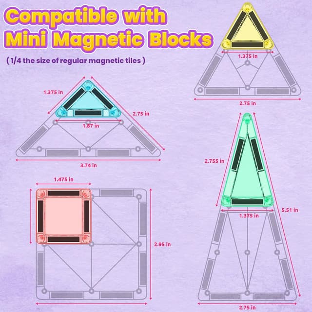 Thumbnail 4 de 40PCS Magnetic Tiles Mini Travel Set