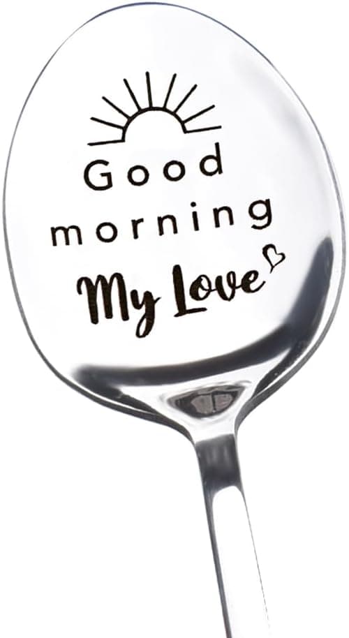 Detalle de Guqqeuc “Good Morning My Love” Spoon Gift for Couples – romantic daybreak spoon for two