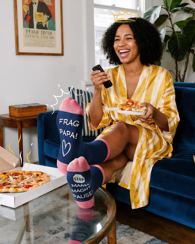 Detalle de Jeasona Lustige Socken Damen (39–42) rutschfest aus Baumwolle – Geschenk für Mama