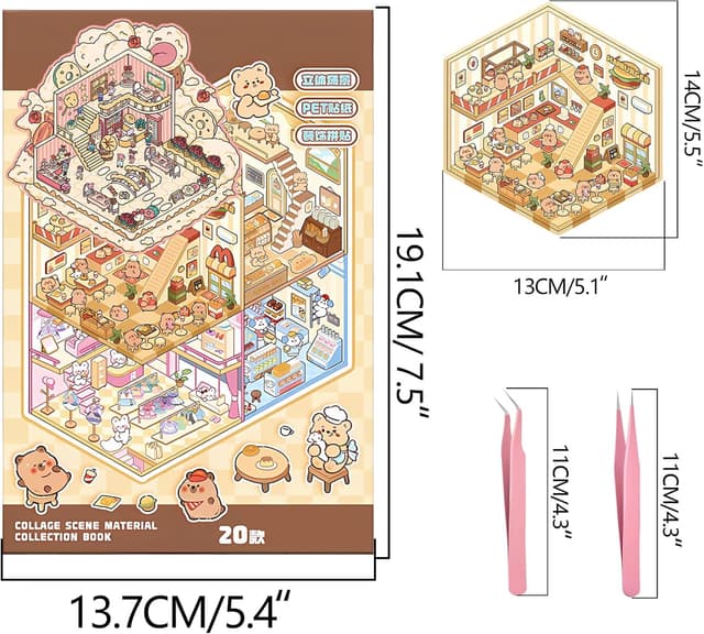 Thumbnail 1 de DIY 3D Sticker Scene Book 20 Sets ๐จ