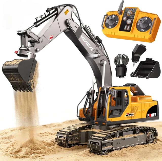 Detalle de CozyBomB Construction Digger RC excavator with 3 heads