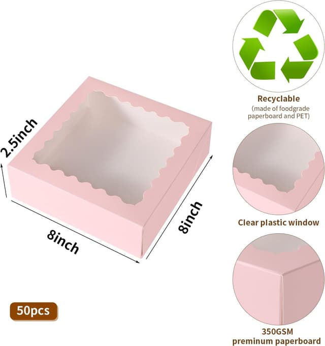 Detalle 2 de PFAMKEER 6x6x2.5 Inch Cake Box (60 pcs) 🎂