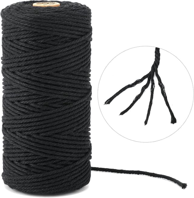 Thumbnail 3 de G2PLUS G2PLUS Black Macrame Cotton Rope 3mm 100m