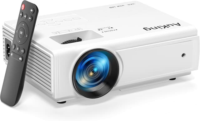 Detalle de AuKing 2026 Upgraded Mini Projector (Full HD 1080P) for Home Theater, with HDMI/USB/AV & More