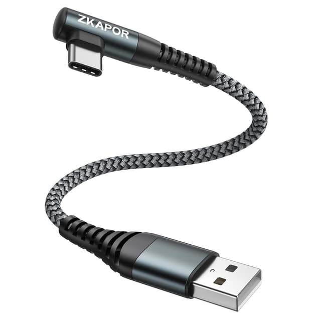 Detalle de ZKAPOR USB‑C Kabel 90 Grad Winkel, 50 cm – kurzes Nylon-Ladekabel mit Schnelllade- und Sync-Funktion