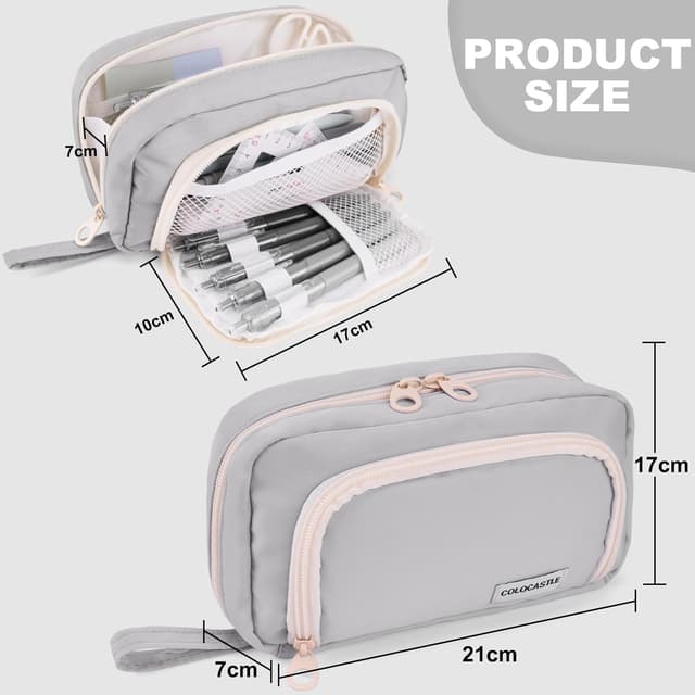 Detalle de COLOCASTLE Federmäppchen Mäppchen mit 3 Fächern und großer Kapazität (20 x 12 x 5 cm)