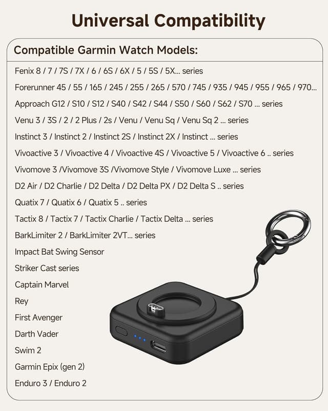 Detalle 2 de Garmin Watch Charger 1200mAh Portable Power Bank