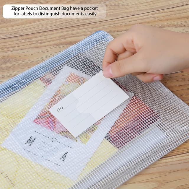 Detalle 2 de MerryNine lot de 10 pochettes en maille A3 étanches à fermeture éclair