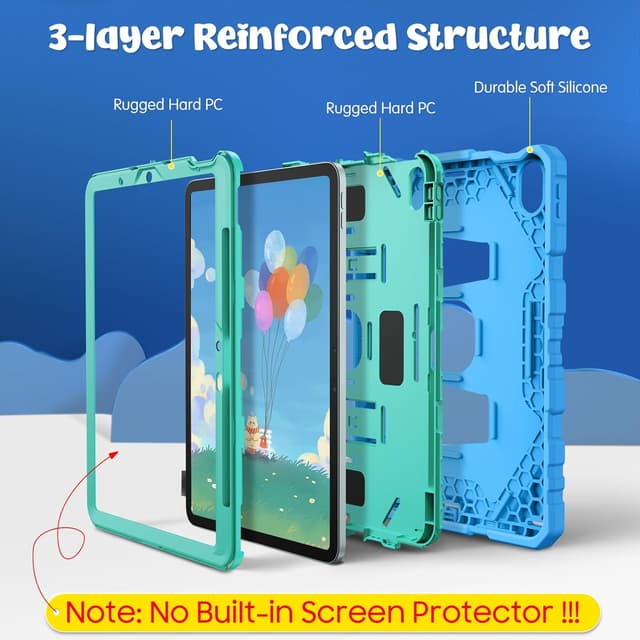 Detalle de FINTIE Kids Rugged Case for iPad Air 11-inch (M4 2026 / M3 2025 / M2 2024) with Kickstand – Blue