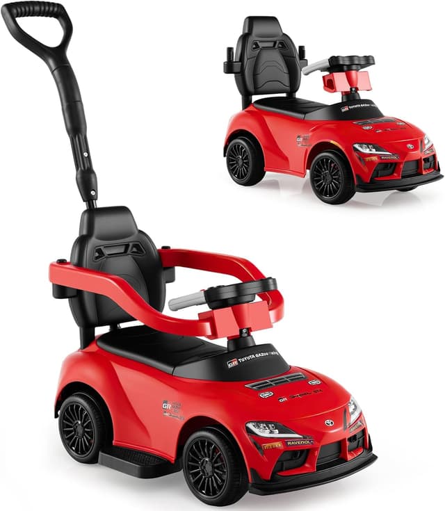 Detalle de INFANS Licensed Toyota Ride-On Push Car (3-in-1) for Toddlers with Music & Storage, Red