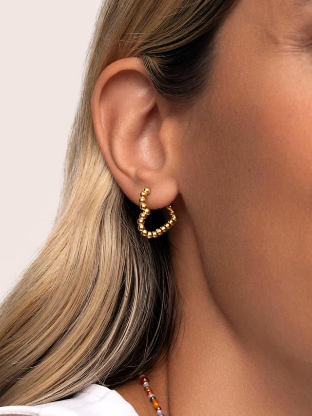 Thumbnail 4 de SINGULARU Cora Dots orecchini in acciaio placcato oro 18Kt 💍