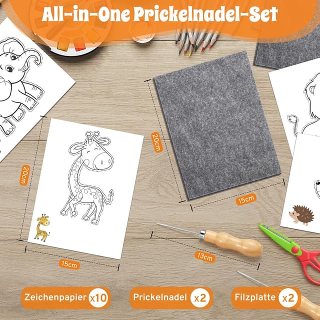Detalle 2 de Prickelnadel Set ab 4 Jahre – Komplettes Prickelset