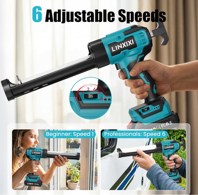 Detalle de Akku Kartuschenpresse kompatibel mit Makita 18V (inkl. LED, regelbare Geschwindigkeit, Anti-Tropf)