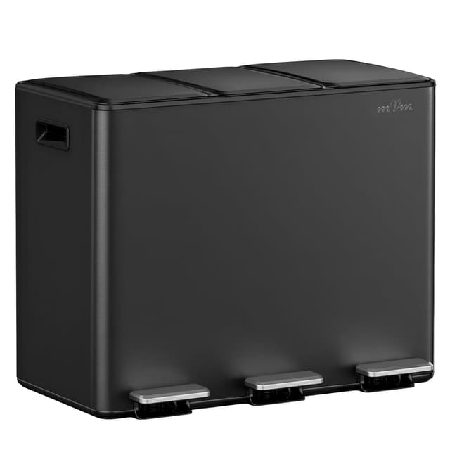 Detalle de mVm Küchen-Mülleimer 45 Liter mit 3 Fächern (3×15 Liter) und Softclose
