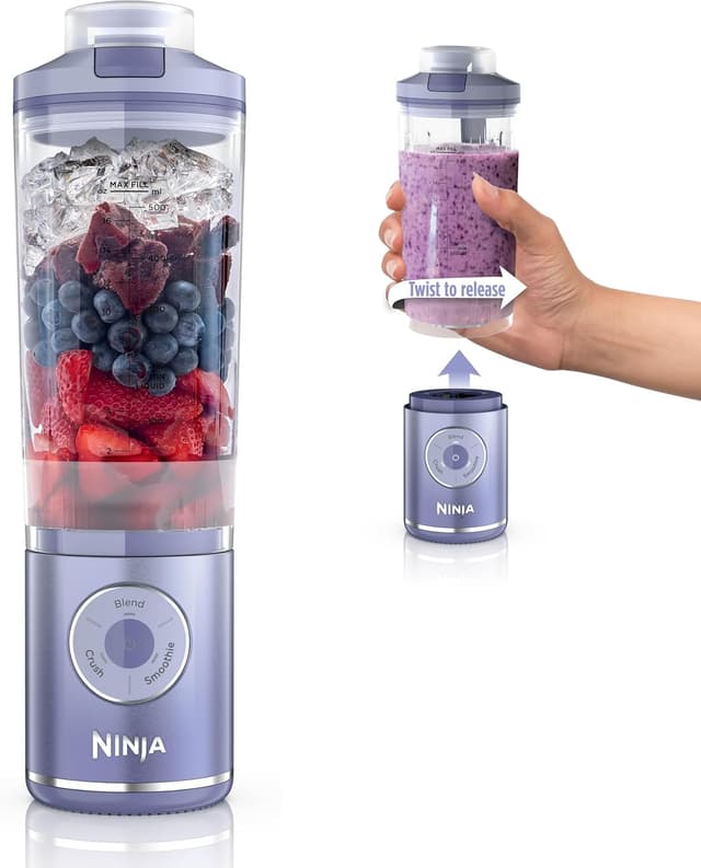 Detalle de Ninja Blast Max (BC251LD) Portable Blender + Twist & Go, Lavender, Cordless 22 oz