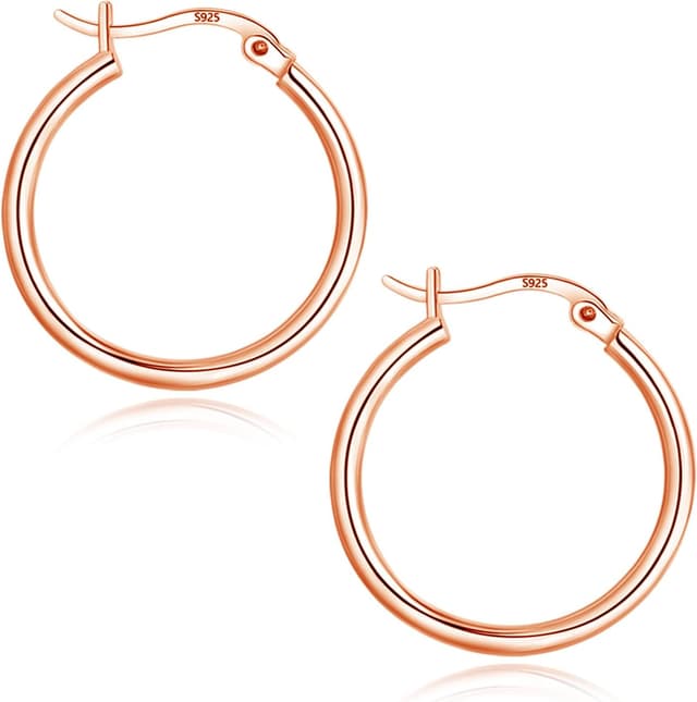 Detalle de Cangall Creolen Silber 925 Klein – Damen-Huggie-Ohrringe mit Stern-Design