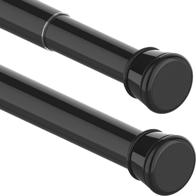 Detalle de Aiitomg Extra Long Anti-Slip Shower Curtain Pole (No-Drill Tension Rail) – 190–360cm, Black, 32mm