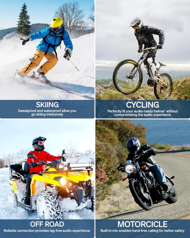 Thumbnail 6 de Doohoeek Wireless Ski Helmet Headphones with Slim Bluetooth 5.3, Built-in Mic & IPX5 (with charging case)