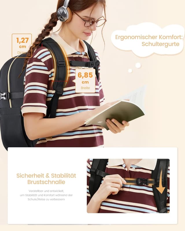 Thumbnail 3 de LOVEVOOK Rucksack Schulrucksack 33L đ