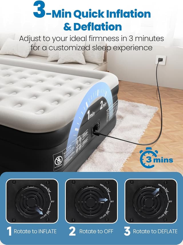 Thumbnail 5 de CHERIMOR Queen Air Mattress 18" raised bed