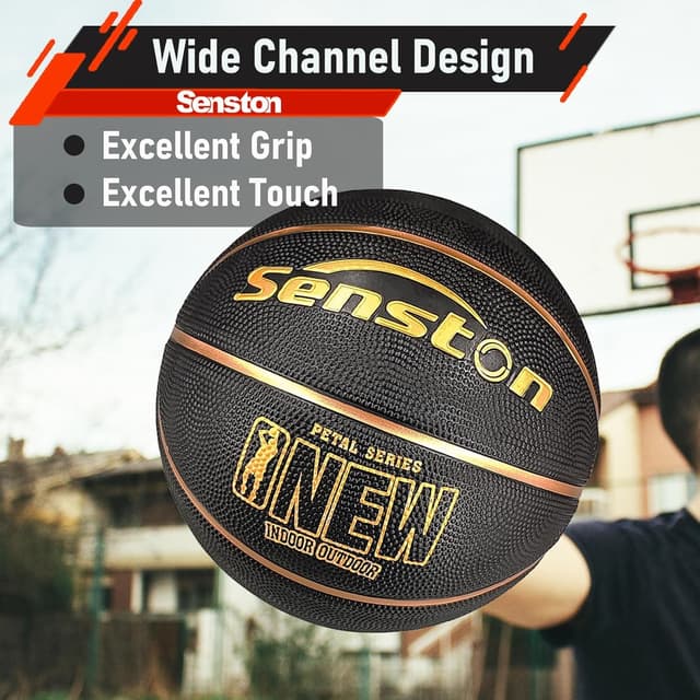 Detalle de Senston Basketball Größe 7 mit Pumpe – Outdoor-Basketball mit Anti-Rutsch-Grip