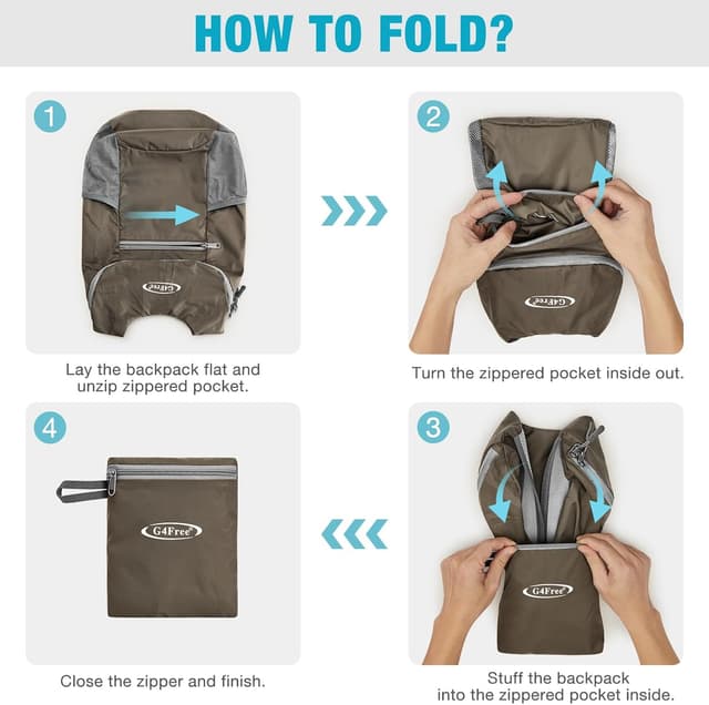 Detalle de G4Free 11L Ultra Lightweight Backpack (Small Foldable Rucksack) – unisex daypack for hikes, cycling and everyday trips