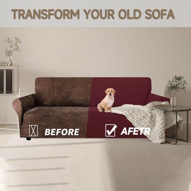 Detalle 1 de Ystyle housse de canapé 4 places bordeaux