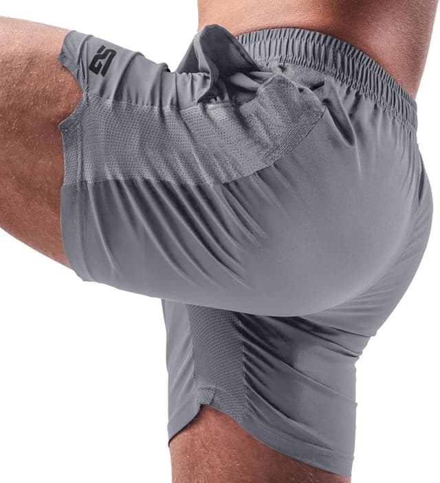 Detalle de Satire Gym Sporthose Herren kurz mit Taschen – Gymshorts für Running, Fitness & Bodybuilding