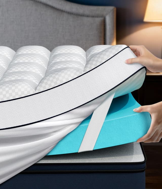 Detalle de Panyu Dual Layer 4 Inch Memory Foam Mattress Topper (King) — Cooling Gel & Pillow Top, Medium Support