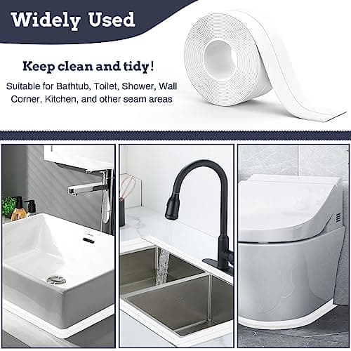 Thumbnail 6 de 3 rollos de cinta de sellado impermeable Mokani (blanca) autoadhesiva para baño y cocina, 3,8 cm x 3,2 m