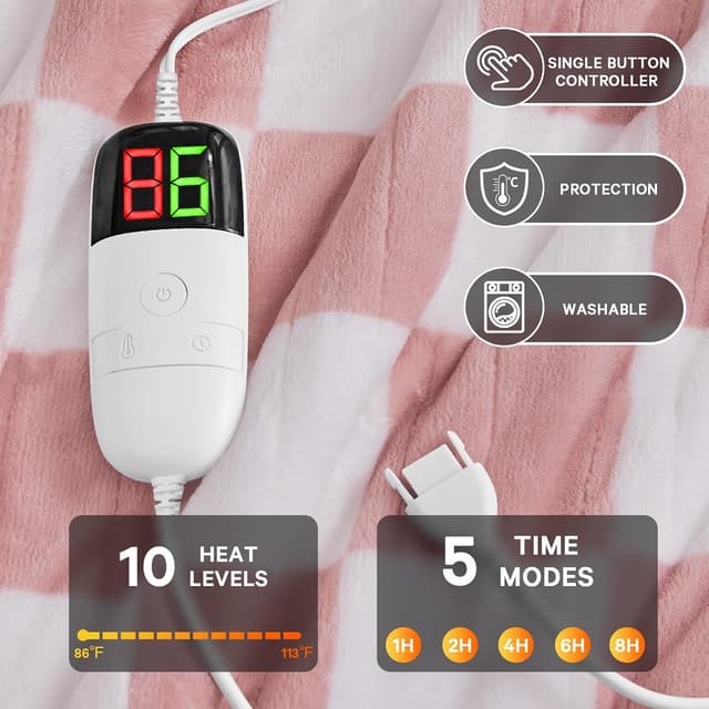 Thumbnail 3 de Light Pink Heated Blanket 50x60 🛋